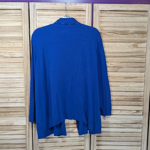 Ruby Rd. Open Front Cardigan w/ Stud Details Blue Size 3X - Picture 8 of 9